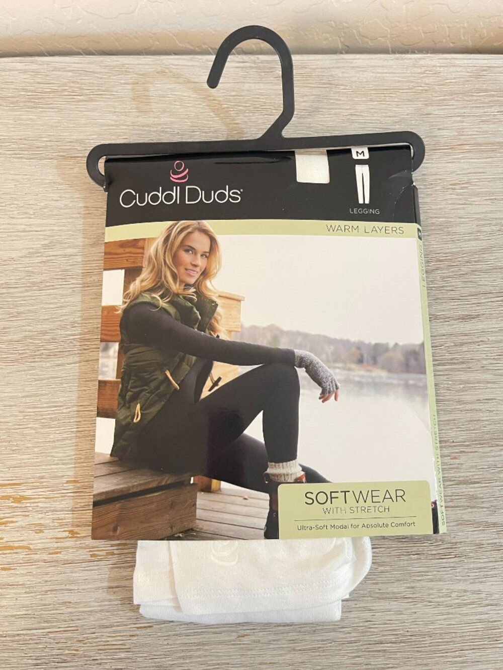 New Cuddl Duds Leggings Warm Layers SoftWear Ivory Medium